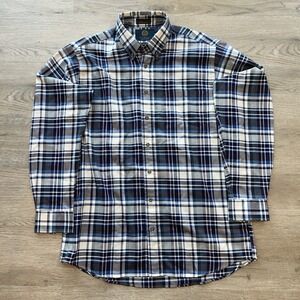 Viyella London Men's Shirt Large Blue Plaid Button Down Long Sleeve Canada Made